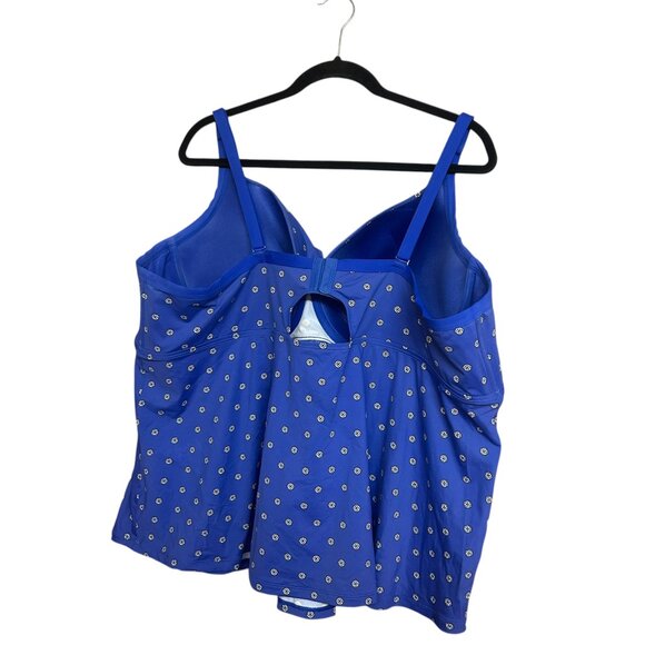 In Every Story Blue Underwire Padded Adjustable Strap Tankini Top Plus Size 5X - Picture 2 of 5